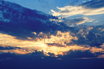 Dramatic sky dark sunset or sunrise clouds.