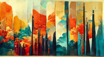 Abstract painting parts landscape wallpaper 
