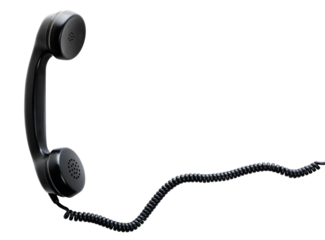 Receiver with spiral cord of vintage telephone isolated with transparent background