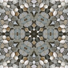 floral fantasy pebble hexagonal kaleidoscopic patterns in grey