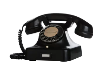 Wandcirkels aluminium Vintage black bakelite telephone isolated with transparent background © eyewave
