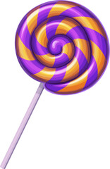 Halloween swirly lollipop, isolated vector candy