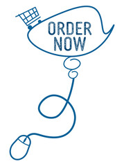 Order Now Computer Mouse Blue Shopping Cart Text Bubble 