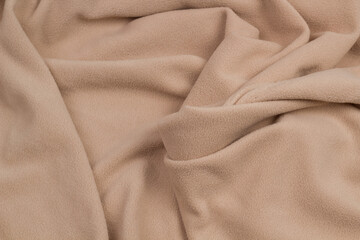 Fleece fabric blue top view. Texture of textile fleece bedspread.	
