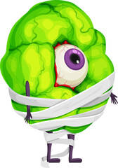 Halloween cartoon donut character mummy with eye