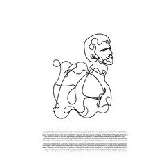 continuous line of men wearing backpacks. Line art of a man wearing a bag