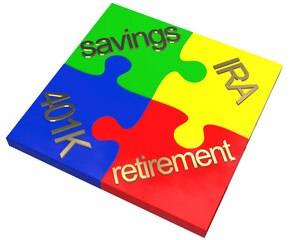 jigsaw concept golden retirement concept savings concept 401K IRA primary colours colors