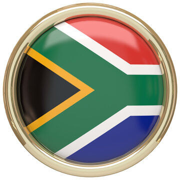 Isolated Badge with the south african flag on transparent background