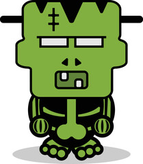 cute frankenstein bone mascot character cartoon vector illustration 