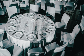 organized event - served round table ready for guests in restaurant