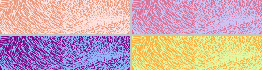 Abstract parametric patterns in four trendy color options. Pacific pink, calming coral, velvet violet an other. Vector illustration, eps 10.