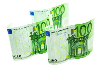 300 Euro Geldscheine auf weissem Hintergrund - obrazy, fototapety, plakaty