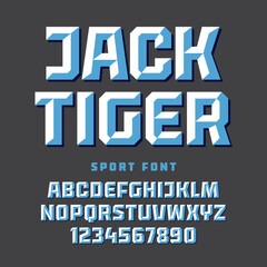 Fototapeta Beveled font, classic style geometric sport team logo type, upper case alphabet and numbers. Vector illustration. obraz