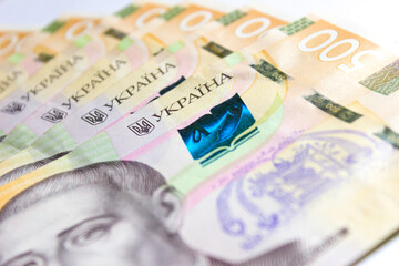 Ukrainian hryvnia money selective focus, depth of field, ukraine finance background.