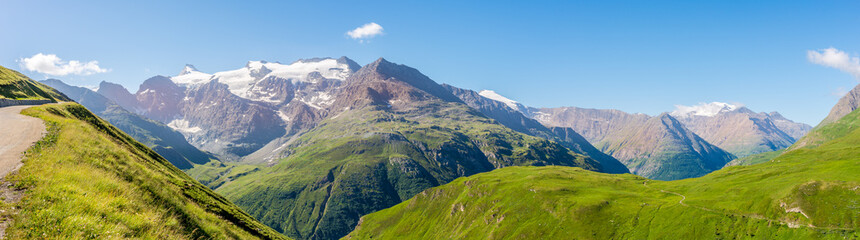 Panoramic view from the road to Col de l Iseran pass in Savoie Alps - France