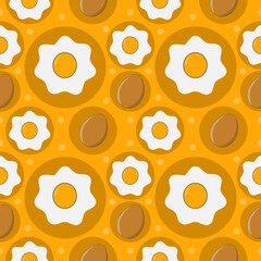 Fried eggs. Seamless pattern. Texture for fabric, wrapping, wallpaper. Decorative print.