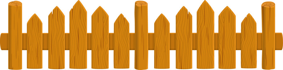 Garden fence of timbers planks isolated old border