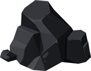 Cartoon coal ore, carbon, black fossil lump, fuel
