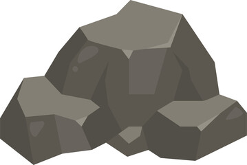 Cartoon rock isolated vector object, grey stone