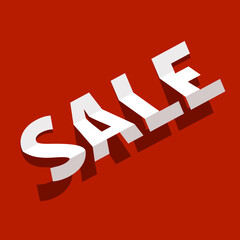 Sale paper cut symbol on red background - vector
