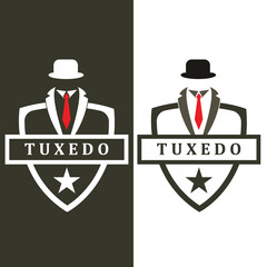 black mafia men tuxedo symbol vector logo