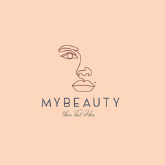 Abstract Beauty woman face feminine line art logo linear minimal illustration