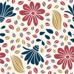 Floral seamless pattern with daisy flowers. Trendy cute design for wallpaper, textile design, packing, fabric, paper, print. Abstract background. Cute fairy design. Modern groovy design