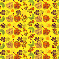 Seamless Fabric pattern with abstract leaf Vector Background