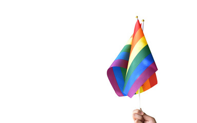 Isolated rainbow flags on white background with clipping paths.