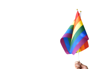 Isolated rainbow flags on white background with clipping paths.