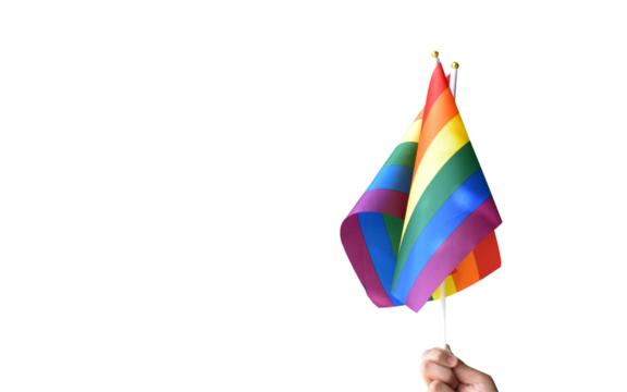 Isolated rainbow flags on white background with clipping paths.