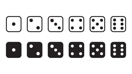 Set of game dice, dice icon, casino symbol. game dice. set with black dice icon for game design