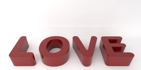 Love 3d word, illustration for poster, rendering