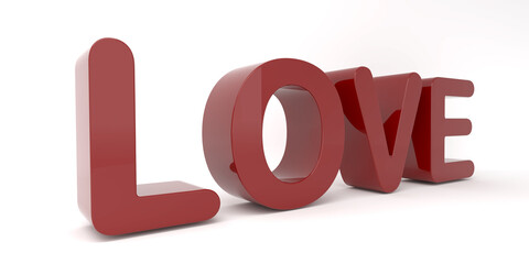 Love 3d word, illustration for poster, rendering