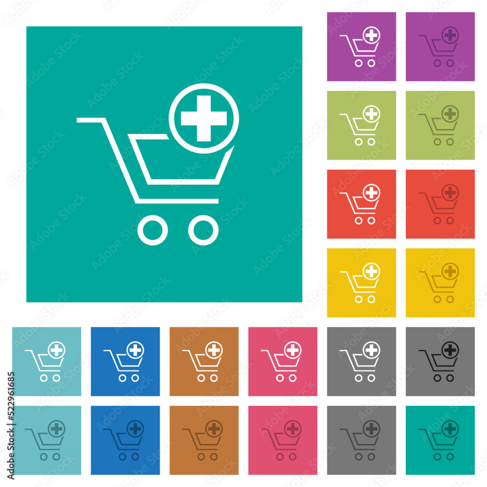 Poster add new cart item outline square flat multi colored icons