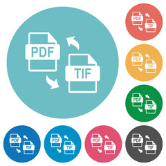 PDF TIF file conversion flat round icons