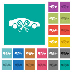 Car repair workshop solid square flat multi colored icons