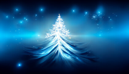 3D Render Merry Christmas HD Blue Sky Wallpaper. Beautiful artwork seasonal illustration and copy space background.