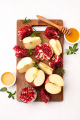 Rosh Hashanah, Jewish New Year Autumn Holiday Background.