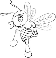 Cartoon bee for coloring page.