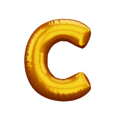 Gold alphabet balloon, metallic text float, 3d rendering