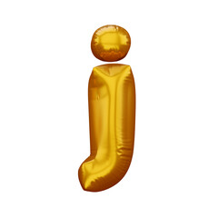 Gold alphabet balloon, metallic text float, 3d rendering