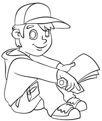Cartoon boy for coloring page.