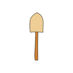Shovel colorful doodle illustration in vector. Colorful shovel icon in vector
