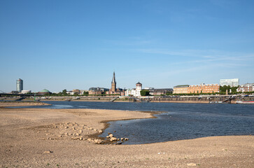 Naklejka premium Drought in Germany, low water on Rhine river