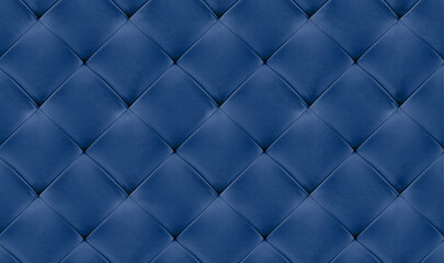 Blue natual leather background for the wall in the room. Interior design, headboards made of...
