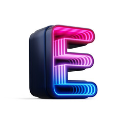 3d alphabet with colorful neon light inside, 3d rendering