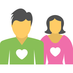 Young Couple Wearing Tee-shirts With Heart Symbol 