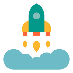 Launch startup deployment software development - flat icon