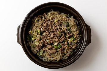 Seoul style bulgogi on a white background